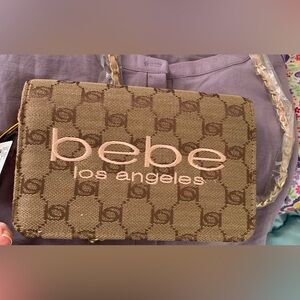 bebe Brown & Pink Logo Crossbody Bag